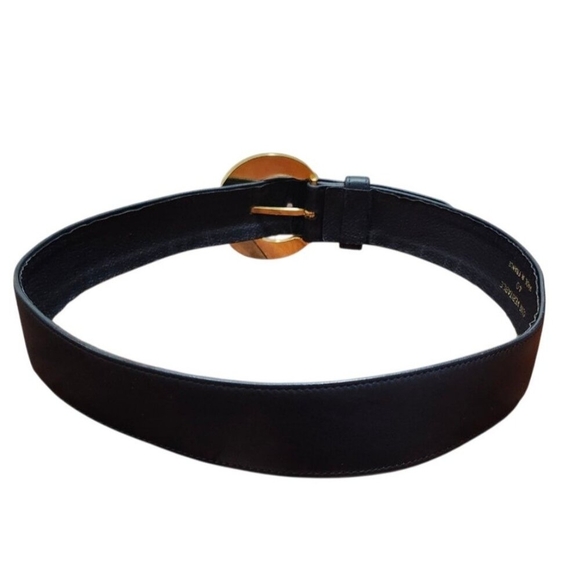 Givenchy Blue Leather Belt Gold G Buckle Designer Statement made in France 40 - Picture 4 of 8